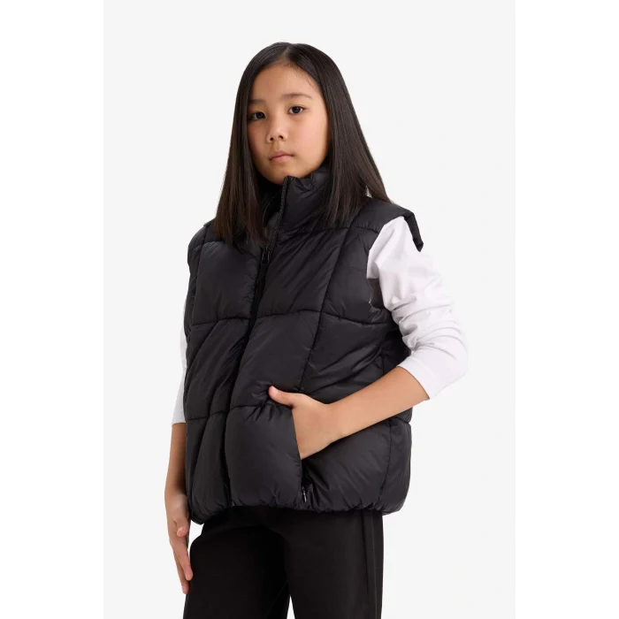 Defacto E5887A8BK27 Siyah Kız Çocuk Su Geçirmez Fermuarlı Şişme Yelek