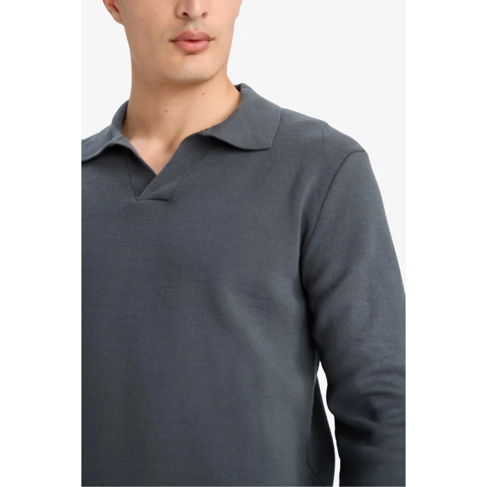 Defacto D4046AXAR4 Antrasit Standart Fit Polo Yaka Triko Kazak