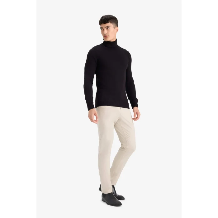 Defacto R1124AZBK27 Siyah Slim Fit Dar Kesim Balıkçı Yaka Basic Düz Triko Kazak