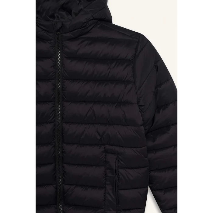 Defacto E8688A8BK27 Siyah Erkek Çocuk Su Geçirmez Kapüşonlu Fermuarlı Şişme Mont