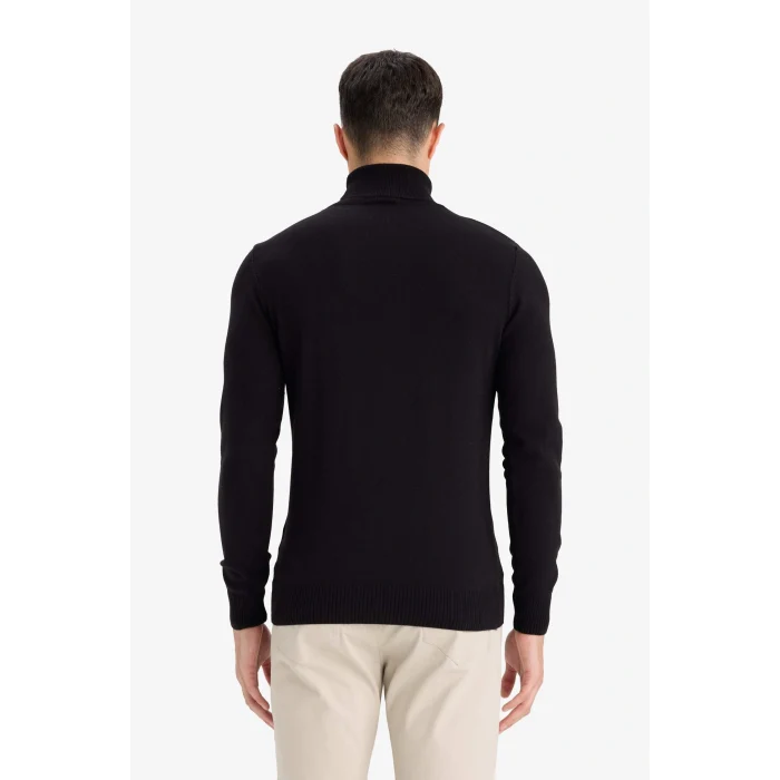 Defacto R1124AZBK27 Siyah Slim Fit Dar Kesim Balıkçı Yaka Basic Düz Triko Kazak