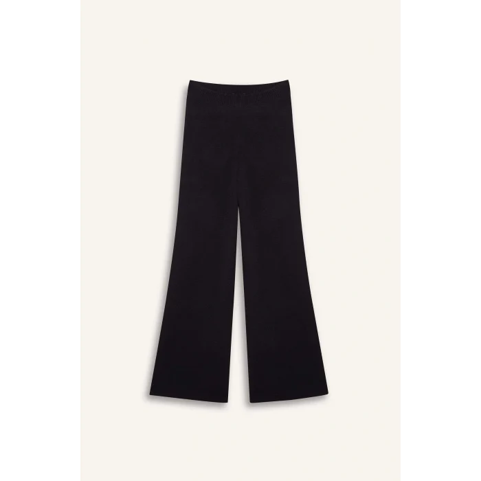 Defacto V0088AZBK27 Siyah Relax Fit Triko Pantolon Basic Düz Beli Lastikli Geniş Paça