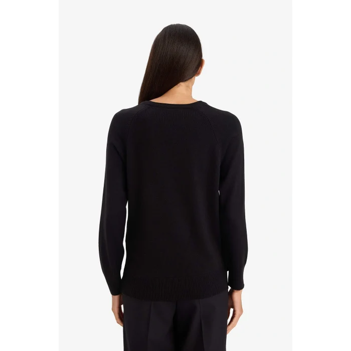 Defacto I6913AZBK81 Siyah Relax Fit Bisiklet Yaka Basic Düz Triko Kazak