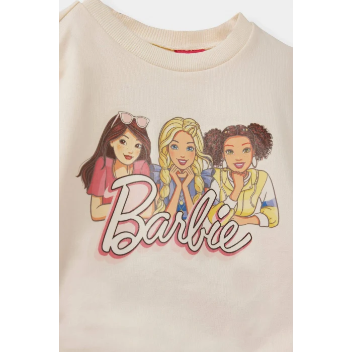 Defacto F0528A5PN161 Pembe Kız Bebek Barbie 2li Takım Sweatshirt Tayt
