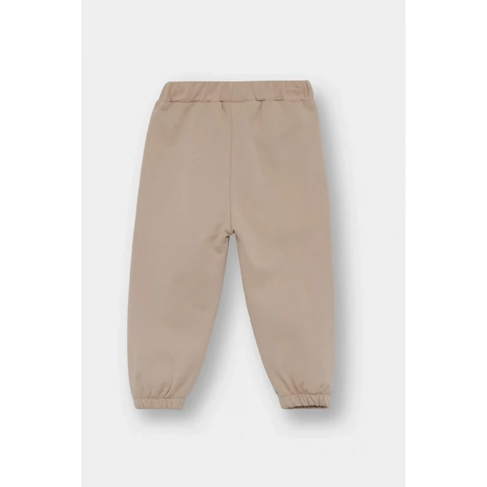 Defacto F9392A5BG775 Bej Erkek Bebek Etiket Baskılı Beli Lastikli 2li Eşofman Altı