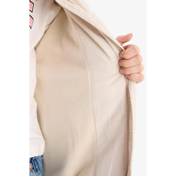 Defacto C5391A8ER37 Ekru Kız Çocuk Su Geçirmez Polar Astarlı Fermuarlı Şişme Mont