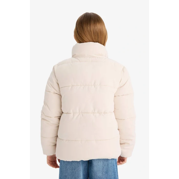 Defacto C5391A8ER37 Ekru Kız Çocuk Su Geçirmez Polar Astarlı Fermuarlı Şişme Mont