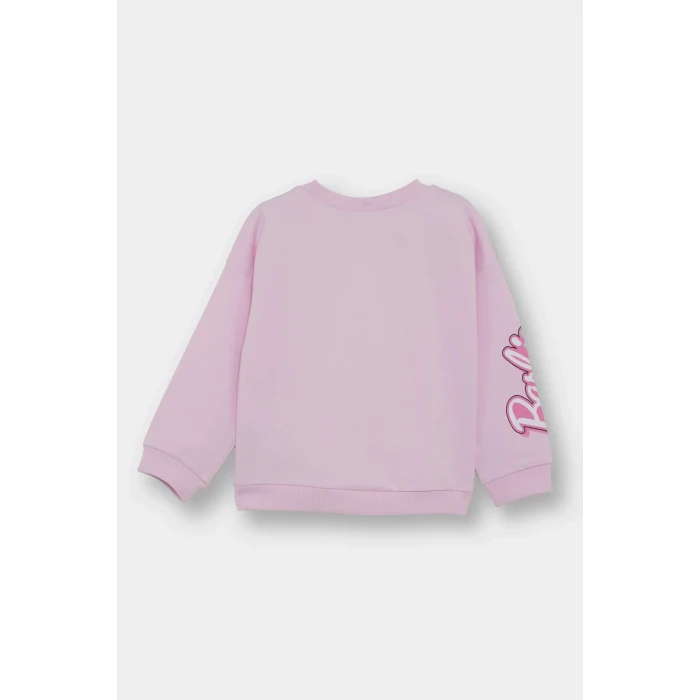 Defacto F4979A5PN633 Pembe Kız Bebek Barbie Bisiklet Yaka Sweatshirt