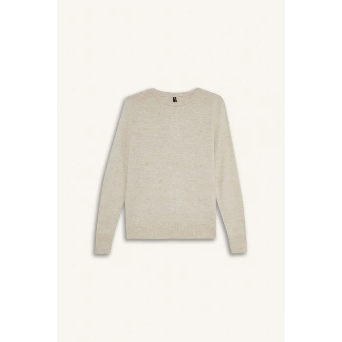 Defacto F4084AXBG300 Bej Regular Fit Bisiklet Yaka Triko Kazak