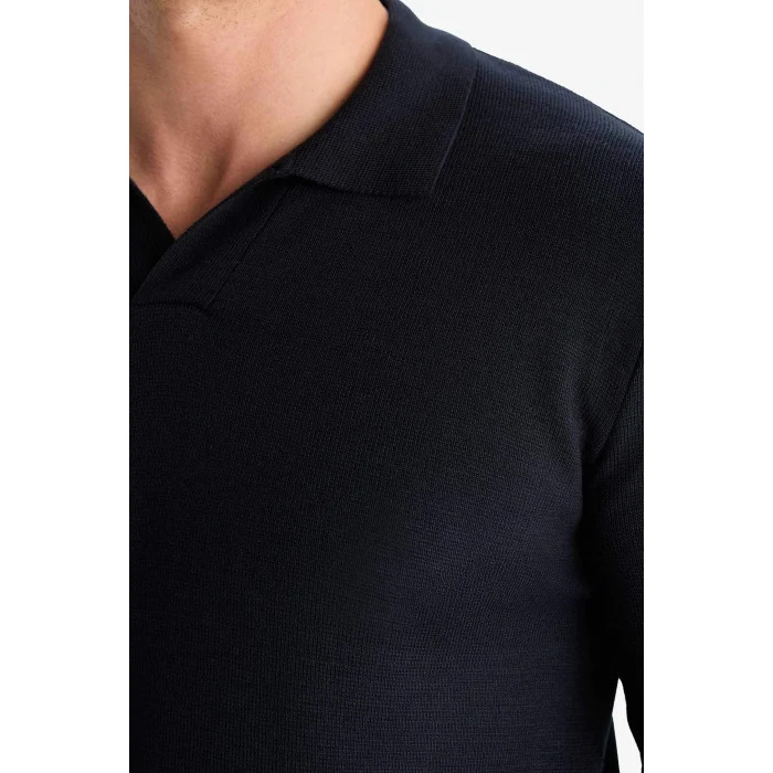 Defacto D4046AXNV64 Lacivert Standart Fit Polo Yaka Triko Kazak