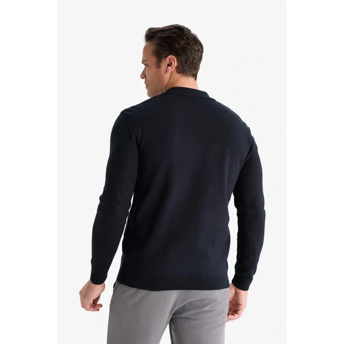 Defacto D4046AXNV64 Lacivert Standart Fit Polo Yaka Triko Kazak