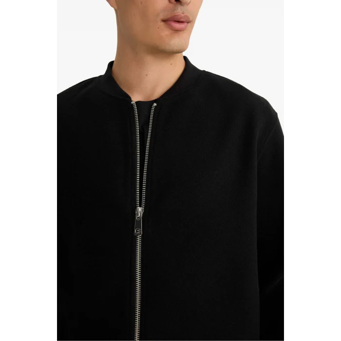 Defacto F3576AXBK81 Siyah Relax Fit Kolej Yaka Fermuarlı Bomber Hırka