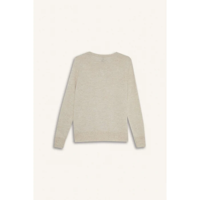 Defacto F4084AXBG300 Bej Regular Fit Bisiklet Yaka Triko Kazak