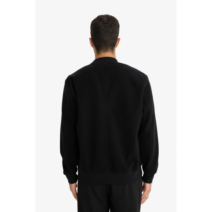 Defacto F3576AXBK81 Siyah Relax Fit Kolej Yaka Fermuarlı Bomber Hırka