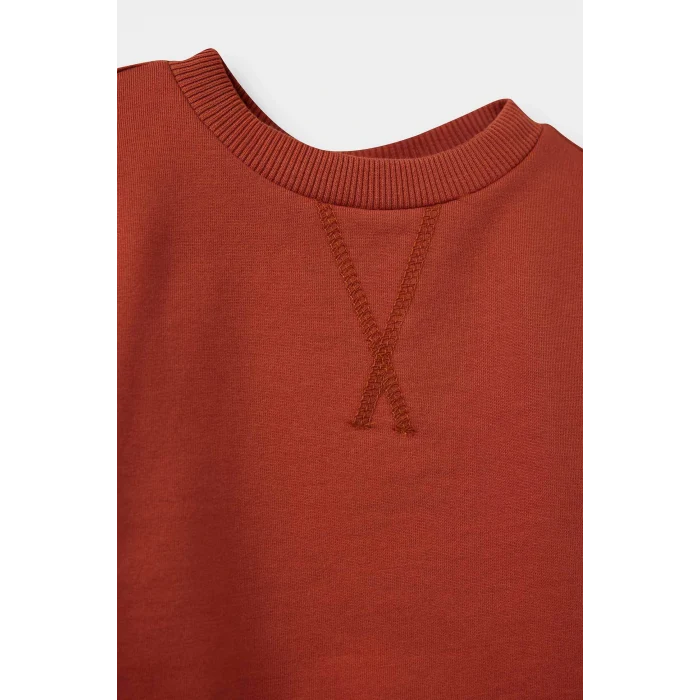 Defacto A7343A5OG185 Turuncu Erkek Bebek Bisiklet Yaka Basic Düz Sweatshirt