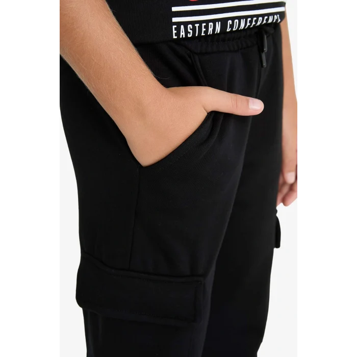 Defacto F4171A8BK81 Siyah Erkek Çocuk Beli Lastikli Kargo Eşofman Altı