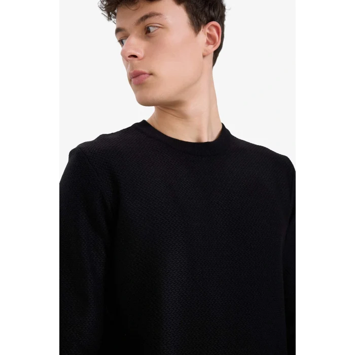 Defacto C9618AXBK27 Siyah Standart Fit Bisiklet Yaka Triko Kazak