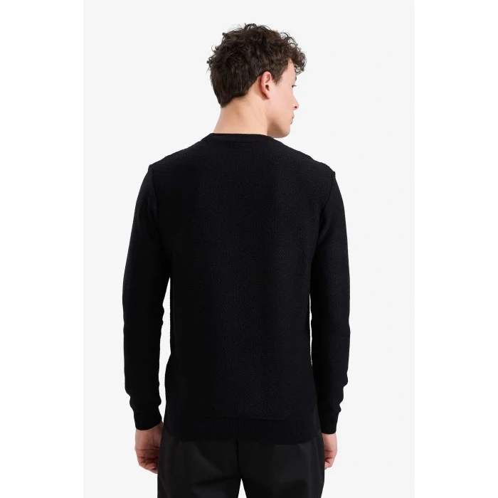 Defacto C9618AXBK27 Siyah Standart Fit Bisiklet Yaka Triko Kazak