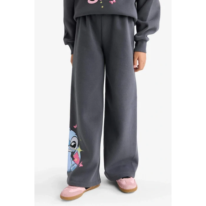 Defacto G1020A8AR31 Antrasit Kız Çocuk Disney Lilo & Stitch 2li Takım Sweatshirt Eşofman Altı