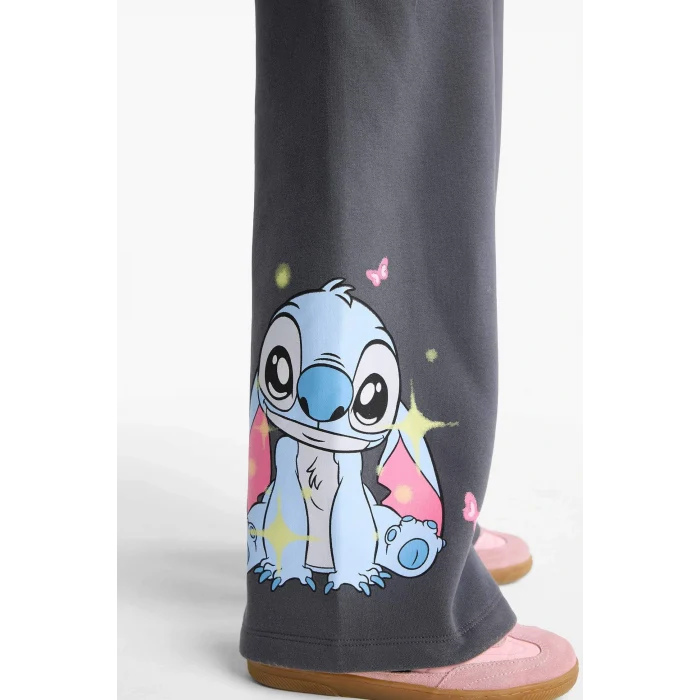 Defacto G1020A8AR31 Antrasit Kız Çocuk Disney Lilo & Stitch 2li Takım Sweatshirt Eşofman Altı