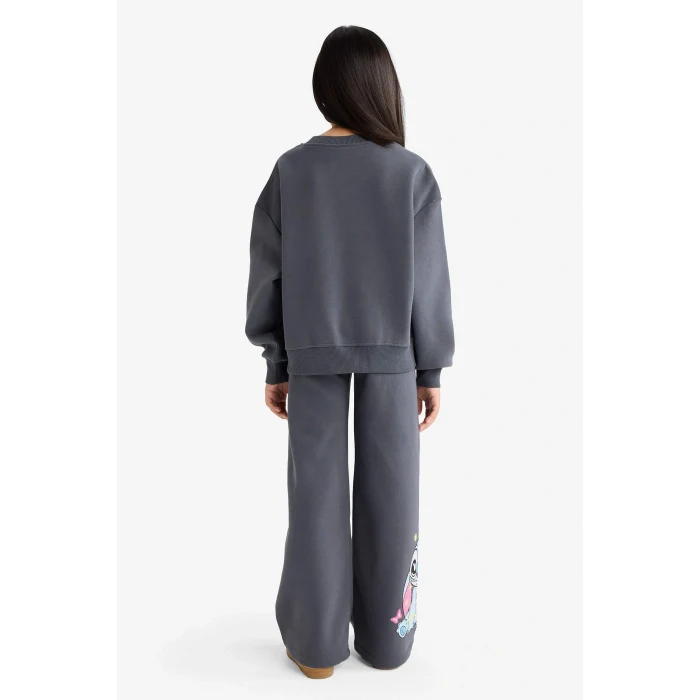 Defacto G1020A8AR31 Antrasit Kız Çocuk Disney Lilo & Stitch 2li Takım Sweatshirt Eşofman Altı