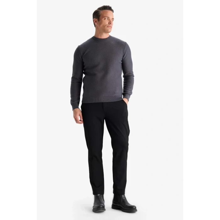 Defacto C9618AXAR4 Antrasit Standart Fit Bisiklet Yaka Triko Kazak