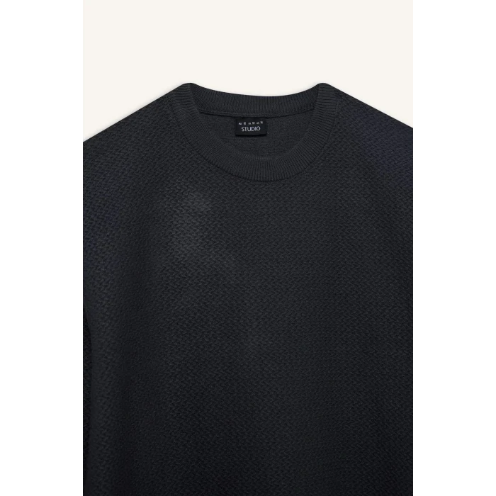 Defacto C9618AXAR4 Antrasit Standart Fit Bisiklet Yaka Triko Kazak