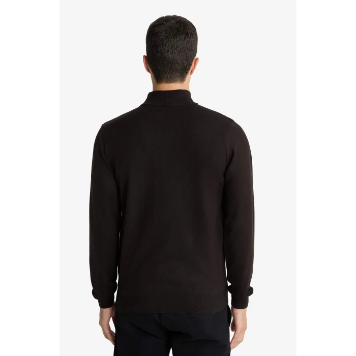 Defacto R1127AZBN497 Kahve Slim Fit Dar Kesim Balıkçı Yaka Basic Düz Triko Kazak