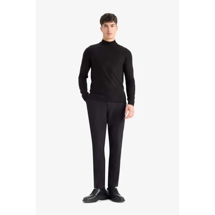 Defacto R1127AZBK27 Siyah Slim Fit Dar Kesim Balıkçı Yaka Basic Düz Triko Kazak