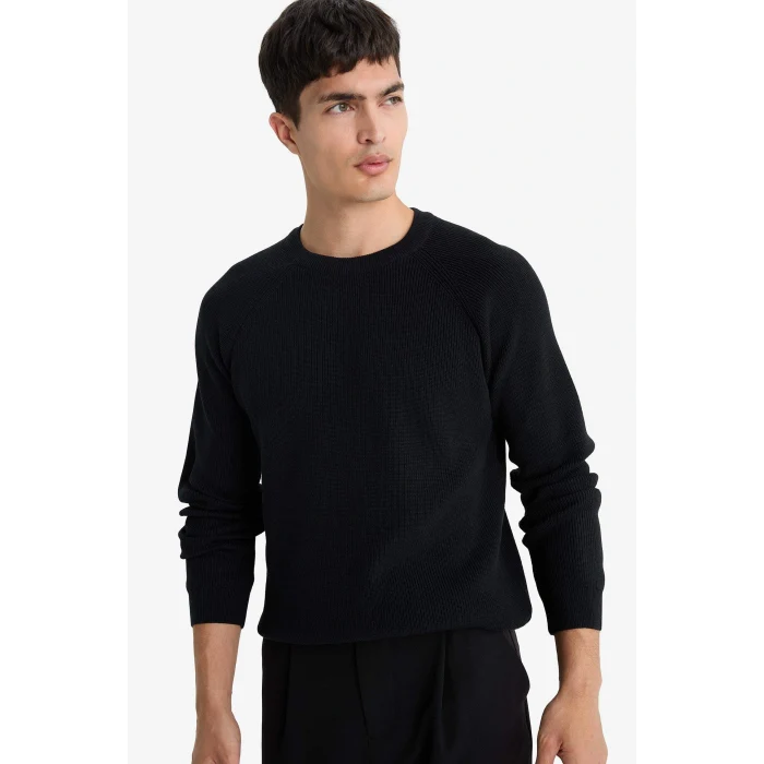 Defacto A8458AXNV64 Lacivert Standart Fit Bisiklet Yaka Triko Kazak