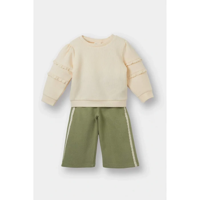 Defacto G0081A5KH461 Haki Kız Bebek 2li Takım Sweatshirt Eşofman Altı