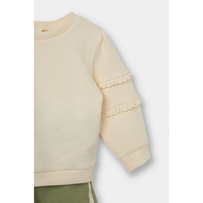 Defacto G0081A5KH461 Haki Kız Bebek 2li Takım Sweatshirt Eşofman Altı