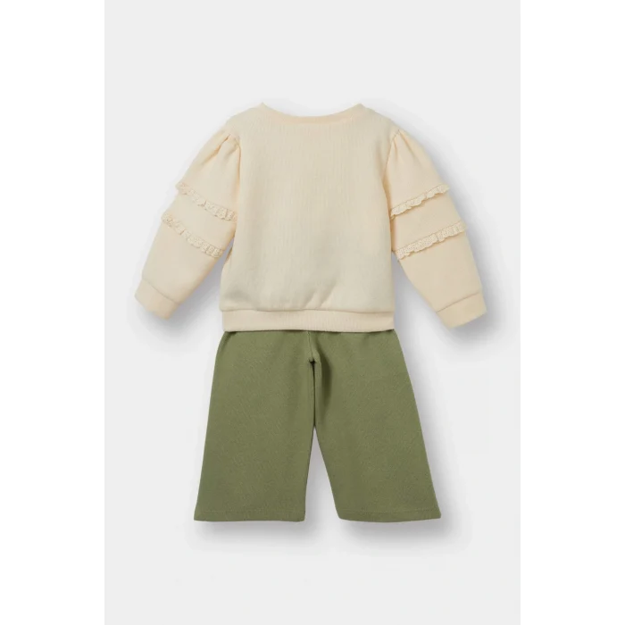 Defacto G0081A5KH461 Haki Kız Bebek 2li Takım Sweatshirt Eşofman Altı