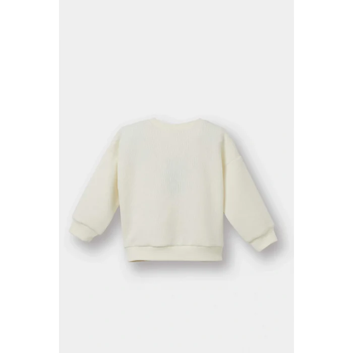 Defacto G2644A5BG198 Bej Kız Bebek Bisiklet Yaka Çiçekli Sweatshirt