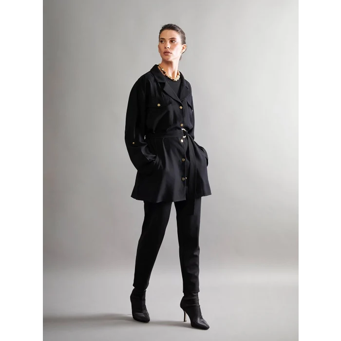 LCW Grace Siyah Büyük Beden Beli Lastikli Kadın Pantolon