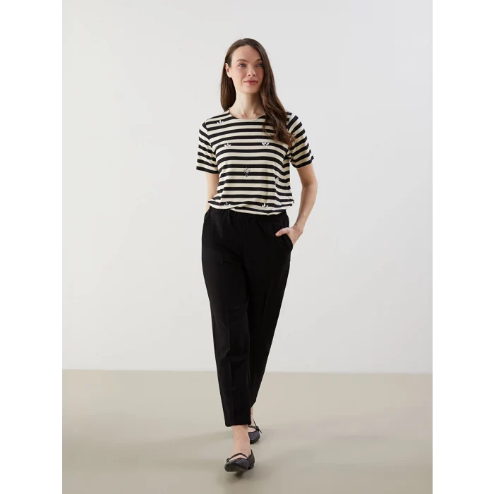 LCW Grace Siyah Büyük Beden Beli Lastikli Kadın Pantolon