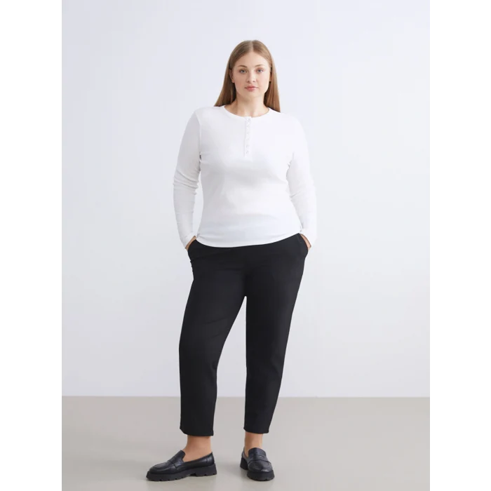 LCW Grace Siyah Büyük Beden Beli Lastikli Kadın Pantolon