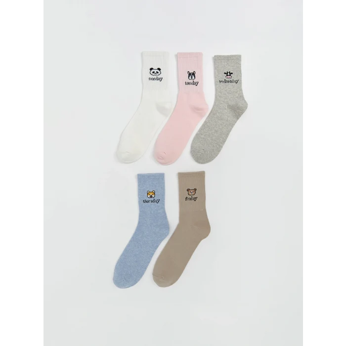 LCW DREAM Ekru Baskılı Kadın Soket Çorap 5li