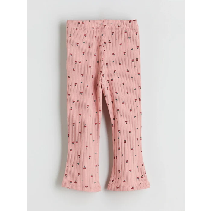 LCW Kids Pembe Polo Yaka Çiçekli Kız Çocuk Tişört ve Tayt