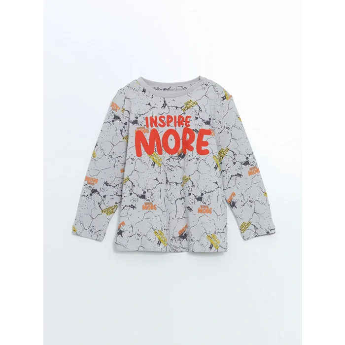 LCW Kids Gri Bisiklet Yaka Erkek Çocuk Pijama Takımı