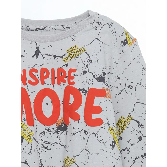 LCW Kids Gri Bisiklet Yaka Erkek Çocuk Pijama Takımı