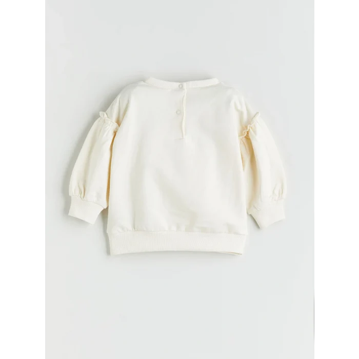 LC WAIKIKI Ekru Çiçekli Kız Bebek Sweatshirt ve Tayt 2li