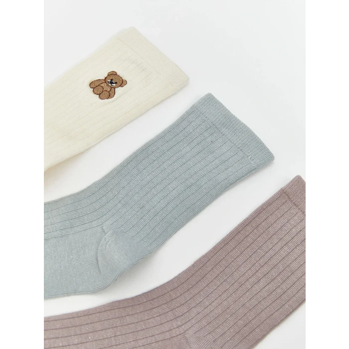 LCW DREAM Ekru Nakışlı Kadın Soket Çorap 5li Paket