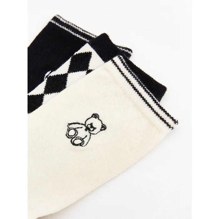 LCW DREAM Ekru Desenli Kadın Soket Çorap 3lü