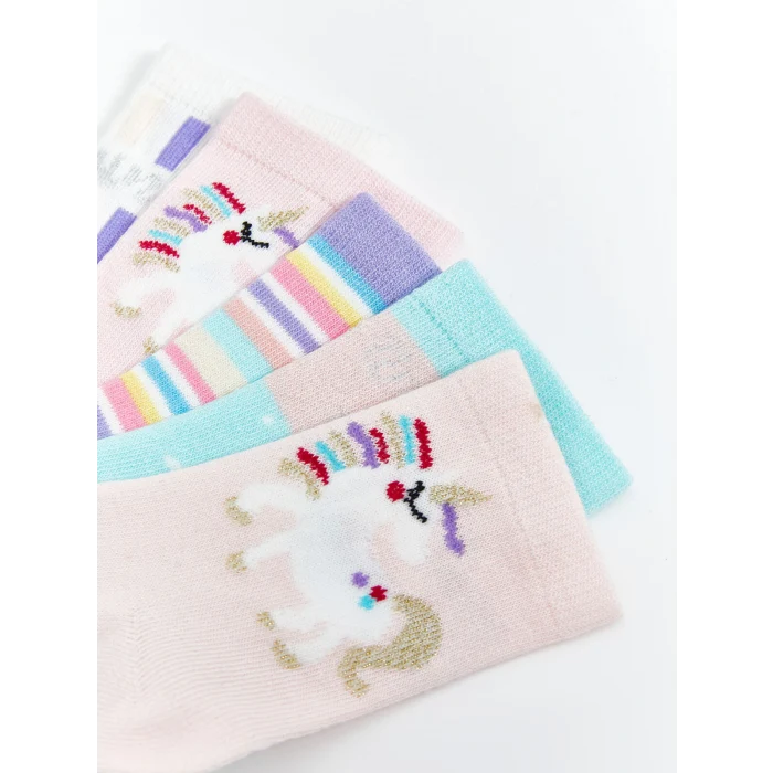 LCW Kids Pembe Desenli Kız Çocuk Soket Çorap 5li