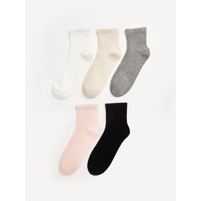 LCW DREAM Ekru Kadın Düz Soket Çorap 5li