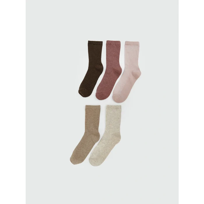 LCW DREAM Kahverengi Kadın Düz Soket Çorap 5li