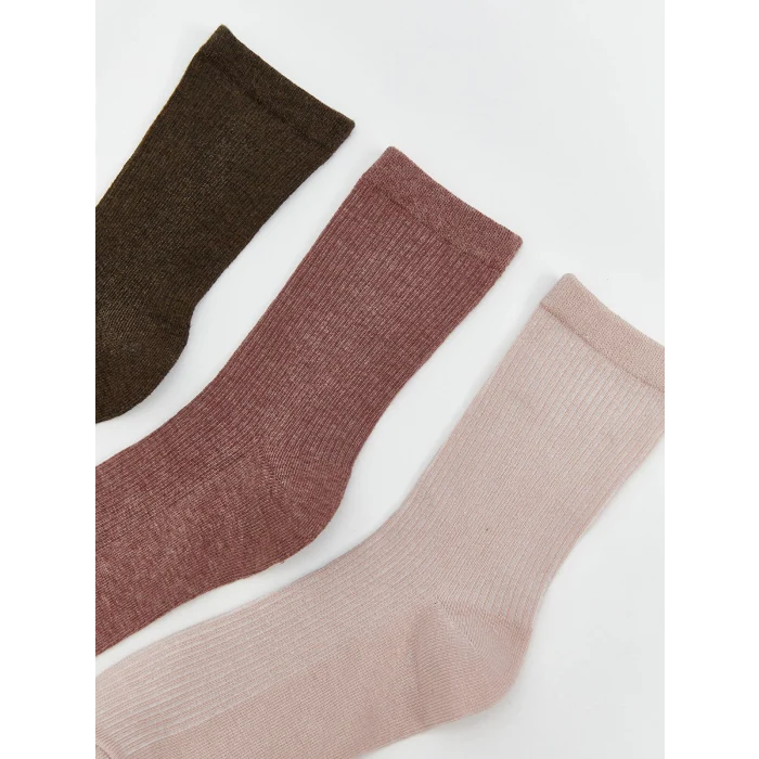 LCW DREAM Kahverengi Kadın Düz Soket Çorap 5li