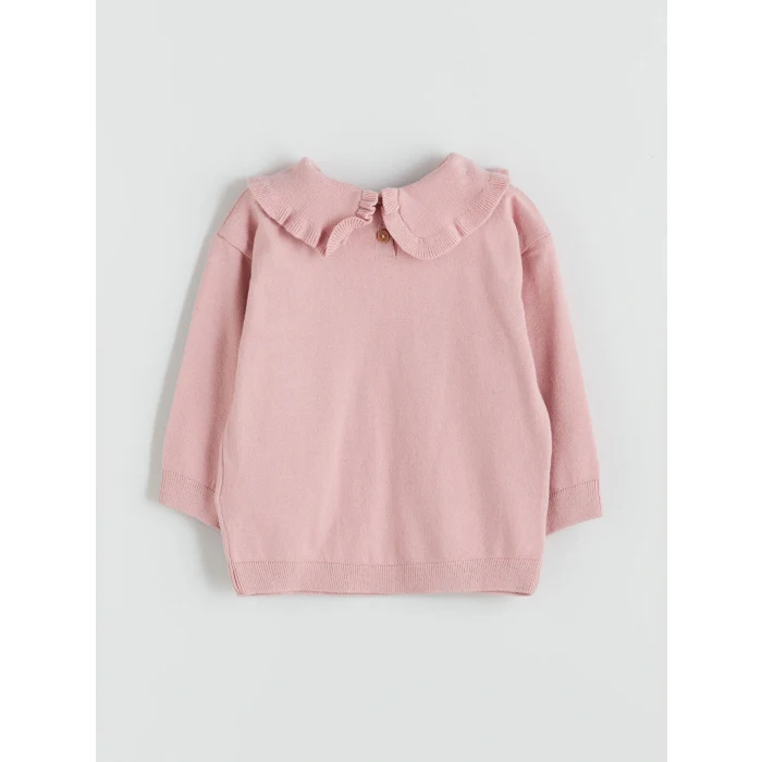 LC WAIKIKI Pembe Bebe Yaka Kız Bebek Triko Sweatshirt ve Tayt 2li
