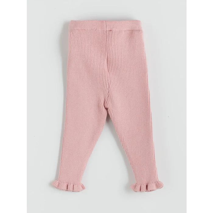 LC WAIKIKI Pembe Bebe Yaka Kız Bebek Triko Sweatshirt ve Tayt 2li